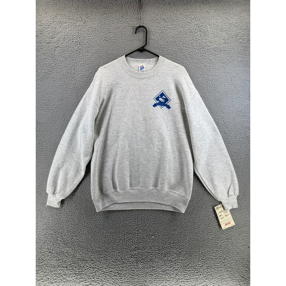 VTG Jerzees Super Sweats Crewneck Sweatshirt Gray TCOM Blimp Made in USA L NWT